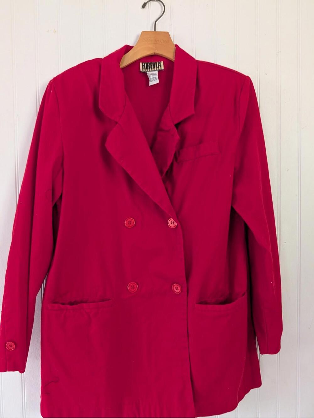 Vintage Forenza Red Double-breasted Shoulder Pads Blazer Size L